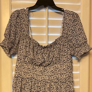 Trixxi NWOT Blue & White floral peasant summer mini dress XL